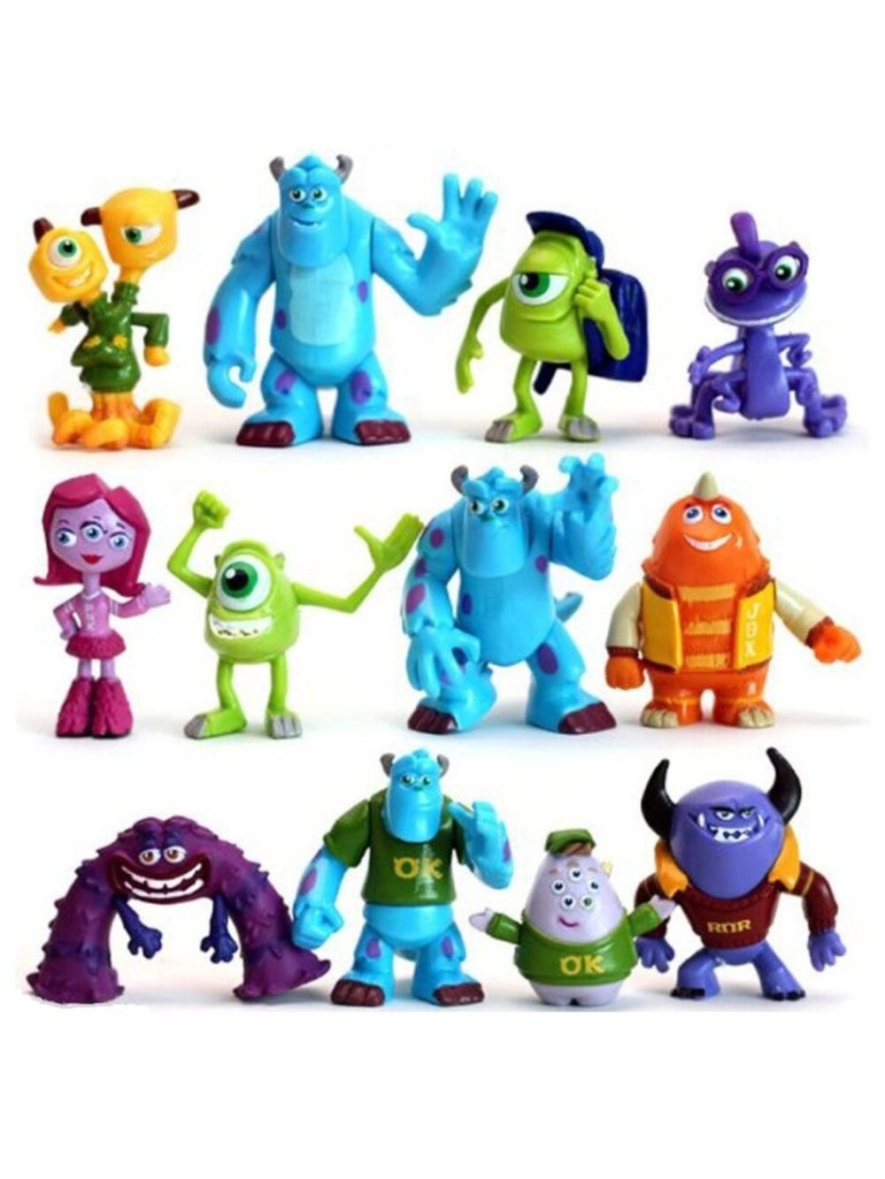Monsters Inc Sulley Mike Disney Playset 12 Figure Cake Topper Toy Doll Set